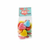 Blokzakje met kopkaartje en 150 gram snoep, Transparant/Wit, Fruitharten