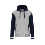 College jacket met capuchon unisex Oxford Grey / Navy / White XXL