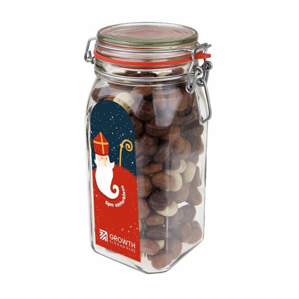Weckpot 1,5 liter, gevuld met snoep, Transparant, Gemengde Chocolade Kruidnoten Weckpot 1,5 liter, gevuld met snoep, Transparant, Gemengde Chocolade Kruidnoten