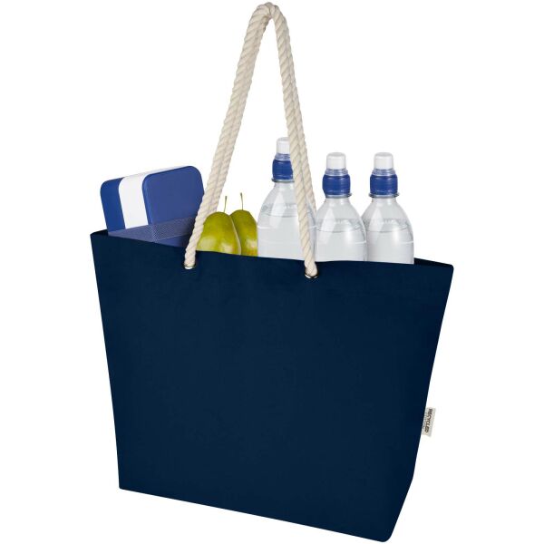 Florida 270 g/m² GRS gerecyclede strandtas 18L - Marineblauw Florida 270 g/m² GRS gerecyclede strandtas 18L - Marineblauw