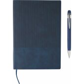 Gerecycled PU-notitieboek (A5) en balpenset Tarek zwart Gerecycled PU-notitieboek (A5) en balpenset Tarek zwart