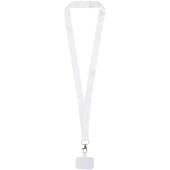 Addie sublimatie RPET-lanyard met telefoonhouder en veiligheidssluiting - Wit/Wit - 10mm