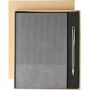 Gerecycled PU-notitieboek (A5) en balpenset Tarek grijs Gerecycled PU-notitieboek (A5) en balpenset Tarek grijs