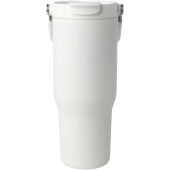 Bronx 900 ml RCS gecertificeerde, vacuüm geïsoleerde beker van gerecycled roestvrij staal en koper met deksel met dubbele functie - Wit