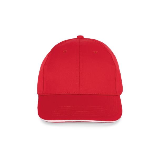 6-Panel-Kappe mit Kontrast-Sandwichschirm Red / White One Size 6-Panel-Kappe mit Kontrast-Sandwichschirm Red / White One Size