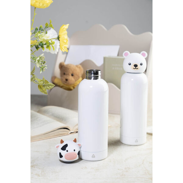 Kinderbeker dubbelwandig Dieren | Gerecycled RVS | 500 ml | Schoolbeker | Koe | Wit-Zwart Kinderbeker dubbelwandig Dieren | Gerecycled RVS | 500 ml | Schoolbeker | Koe | Wit-Zwart