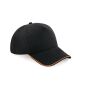 AUTHENTIC 5 PANEL CAP - PIPED PEAK, BLACK/ORANGE, One size, BEECHFIELD