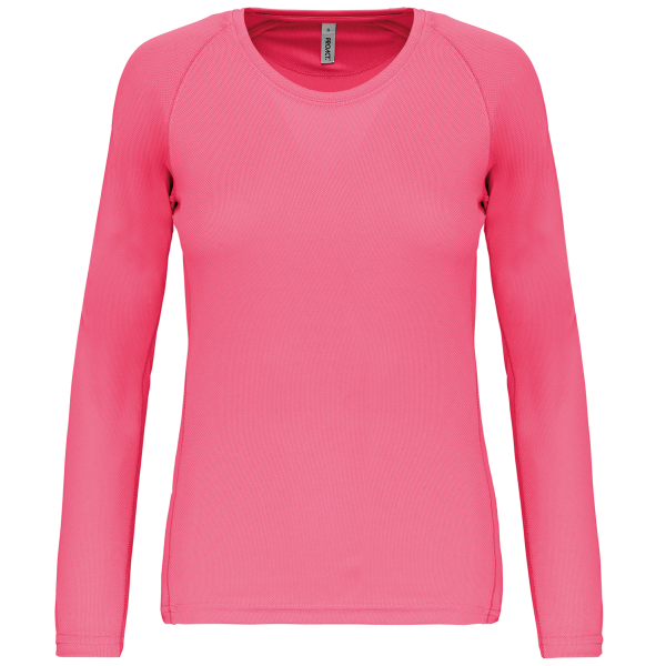 Ladies' long-sleeved sports T-shirt Fluorescent Pink XL Ladies' long-sleeved sports T-shirt Fluorescent Pink XL