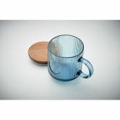 VITRIO MUG - Glazen mok met ribbels 300ml - Transparant Blauw