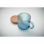 VITRIO MUG - Glazen mok met ribbels 300ml - Transparant Blauw
