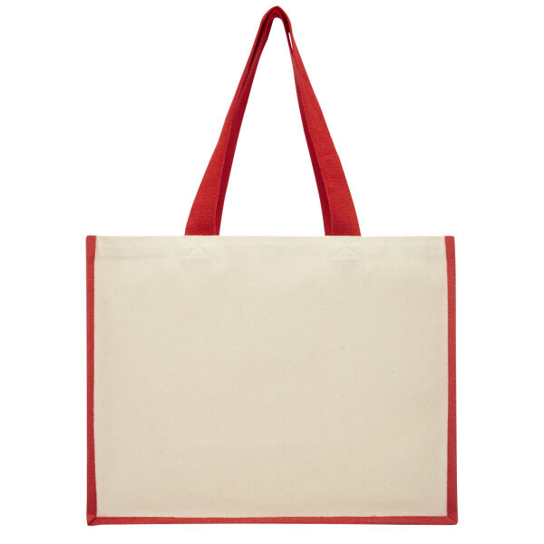 Varai 320 g/m² canvas en jute boodschappentas 23L - Rood Varai 320 g/m² canvas en jute boodschappentas 23L - Rood