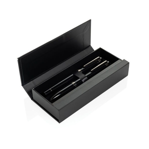 Swiss peak OSLO recycled stainless steel deluxe pen set, zwart Swiss peak OSLO recycled stainless steel deluxe pen set, zwart