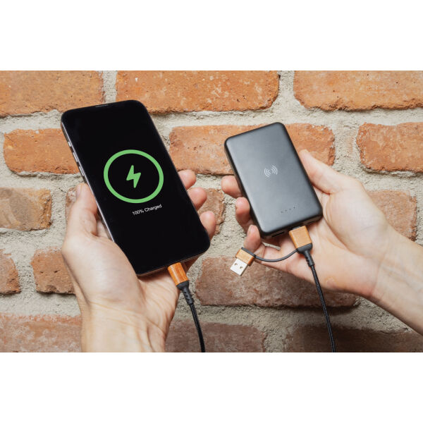 RCS gerecycled plastic 5.000 mAh 5W draadloze powerbank, zwart RCS gerecycled plastic 5.000 mAh 5W draadloze powerbank, zwart