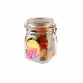 Weckpot 0,9 liter, gevuld met snoep, Transparant, Winegums
