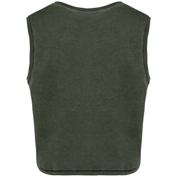 Ecologisch cropped mouwloos dames-T-shirt Washed Organic Khaki L Ecologisch cropped mouwloos dames-T-shirt Washed Organic Khaki L