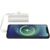 Alnair Type-C powerbank van 5000 mAh 10 W van gerecycled plastic met ingebouwde klapstandaard en 2 in 1 kabel - Wit