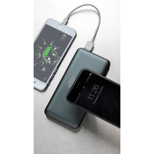 10.000 mAh powerbank met 10W draadloos snelladen met PD, grijs 10.000 mAh powerbank met 10W draadloos snelladen met PD, grijs