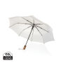 Kaycey 21" AWARE™ RPET Acaciahouten mini auto open paraplu, beige