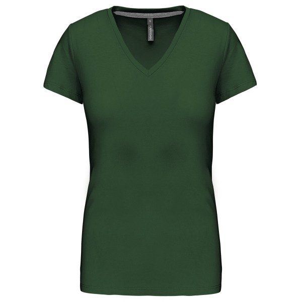 Dames T-shirt V-hals Korte Mouwen Forest Green M
