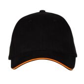 6 PANEL CAP, BLACK/ORANGE, One size, BLACK&MATCH