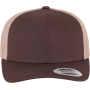 Tweekleurige Retro Truckerpet BROWN / KHAKI One Size