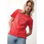 IQONIQ Yala dames lichtgewicht gerecycled katoen t-shirt, luscious red (XXS)