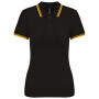 Damespolo met korte mouwen en contrasterende bies Black / Yellow XS