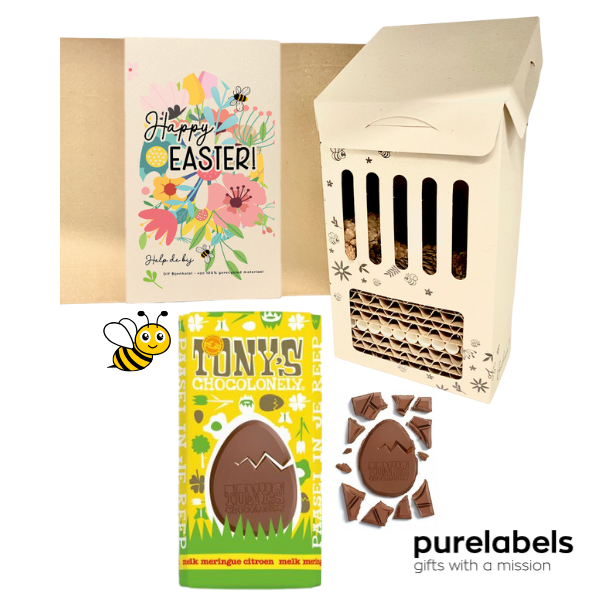 Paasgeschenk personeel | Bijenhotel en Tony's chocolonely | Brievenbus cadeau