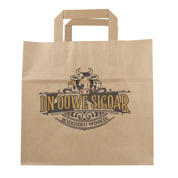 Snacktassen gevouwen handvat bruin XL (A3) 32 x 18 x 28 cm