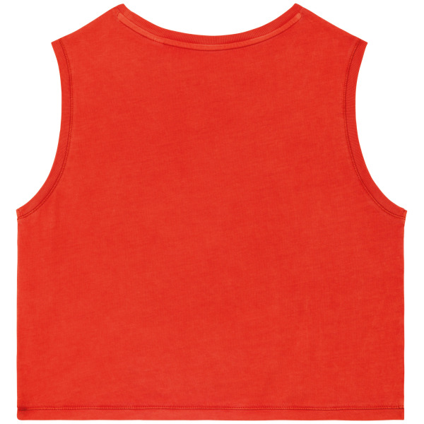 Ecologisch cropped mouwloos dames-T-shirt Washed Paprika XS