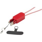 Anser gerecycleerde plastic smartphonesnoer met geïntegreerde 27W 5-in-1 kabel - Rood