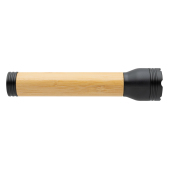 Lucid 5W zaklamp van RCS gerecycled plastic en bamboe, zwart, bruin