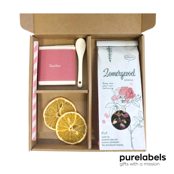 Cadeau pakket thee | Momentje zomergevoel | Origineel presentje brievenbus cadeau