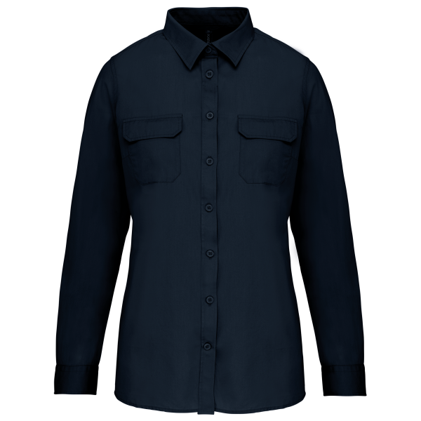 Damesoverhemd safari lange mouwen Navy S Damesoverhemd safari lange mouwen Navy S