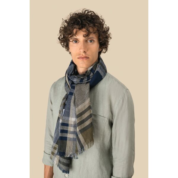 Uniseks tulbanddoek met ruit- en streepmotief.