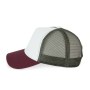 Ecologische uniseks truckerpet met 5 panelen Ivory / Dark Cherry / Organic Khaki One Size Ecologische uniseks truckerpet met 5 panelen Ivory / Dark Cherry / Organic Khaki One Size