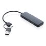RCS gerecyclede plastic USB-hub met dual input, zwart