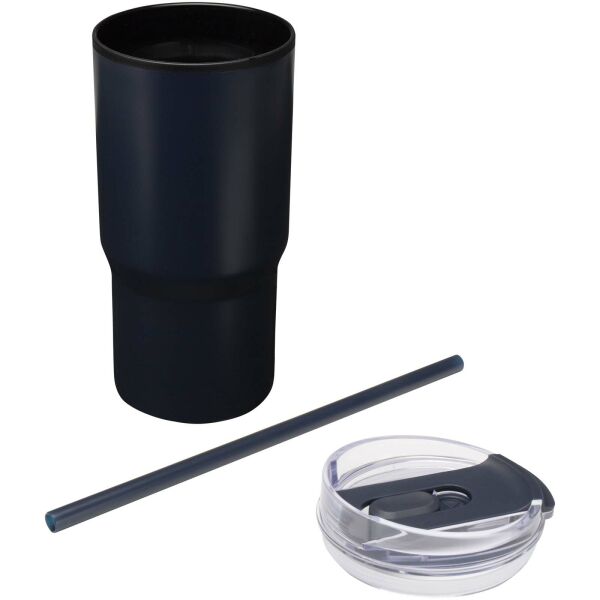 Westin 540 ml RCS gerecyclede dubbelwandige thermosbeker met rietje - Marineblauw Westin 540 ml RCS gerecyclede dubbelwandige thermosbeker met rietje - Marineblauw