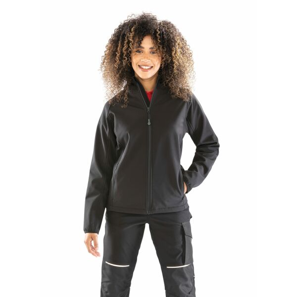 3-laagse gerecycleerde softshell met capuchon voor dames Black XS 3-laagse gerecycleerde softshell met capuchon voor dames Black XS