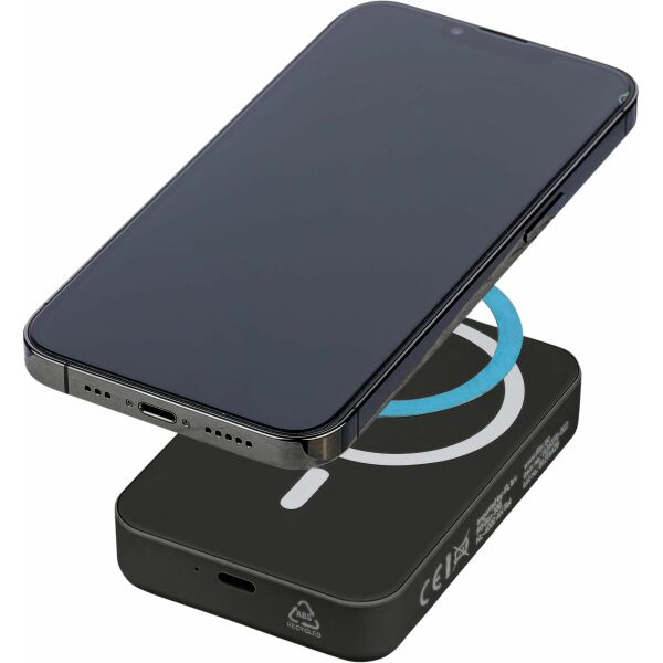Gerecyclede draadloze oplader powerbank Meno zwart Gerecyclede draadloze oplader powerbank Meno zwart