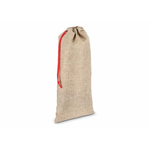 Jute-stijl wijntasje 14x34cm