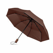 RAYNA FOLD - 21" auto paraplu houten greep - Bruin