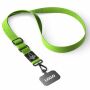 Geweven verstelbare crossbody telefoonhouder met gegraveerde metalen logoplaat