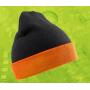 RECYCLED BLACK COMPASS BEANIE, BLACK / ORANGE, One size, RESULT