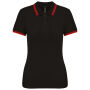 Damespolo met korte mouwen en contrasterende bies Black / Red XS