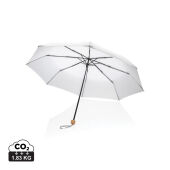 20.5" Impact AWARE™ RPET 190T pongee bamboe miniparaplu, wit