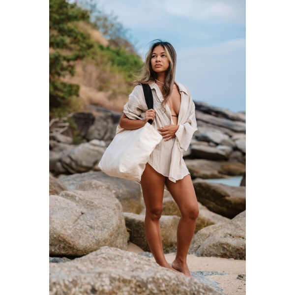 Impact Aware™ recycled canvas XL draagtas 240gsm ongeverfd, gebroken wit Impact Aware™ recycled canvas XL draagtas 240gsm ongeverfd, gebroken wit