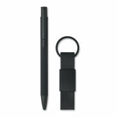 ESCRI SET - Balpen en sleutelhangerset PU - Zwart