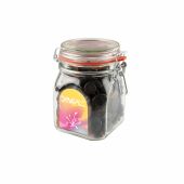 Weckpot 0,9 liter, gevuld met snoep, Transparant, Gemengd Drop