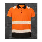 RECYCLED SAFETY POLO SHIRT, FLUORESCENT ORANGE / BLACK, 4XL/5XL, RESULT